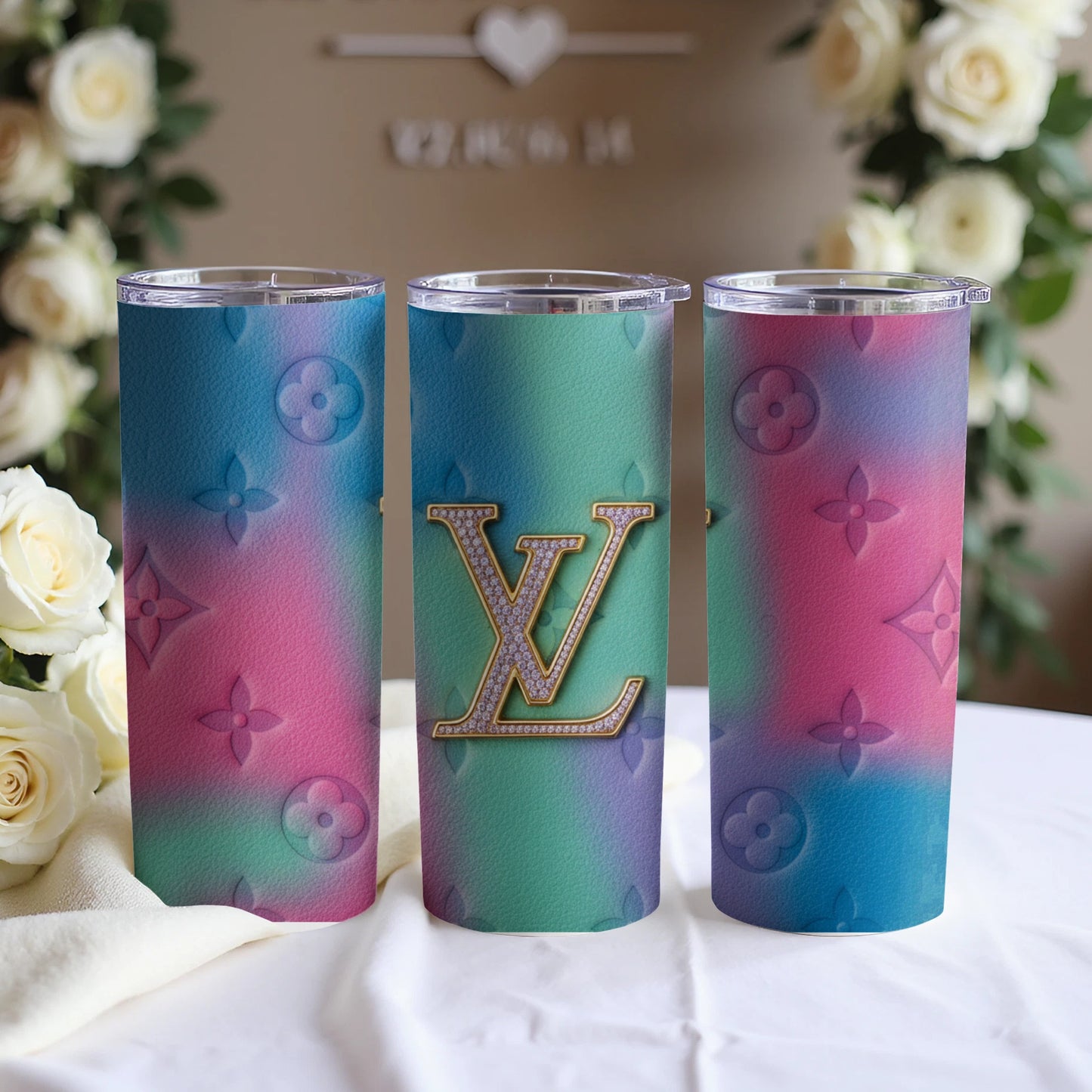 Luxury Gradient Tumbler with Monogram V Design