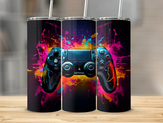 Colorful Gaming Controller Splash Art Tumbler