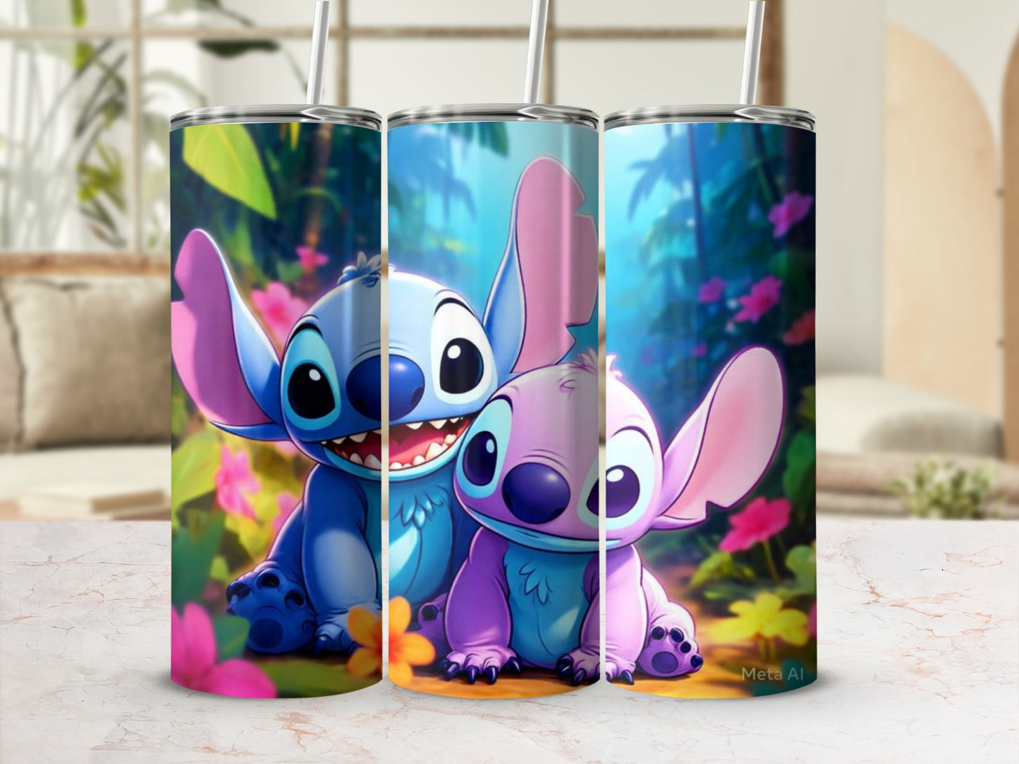 Cute Cartoon Alien Duo Custom Insulated Drinkware