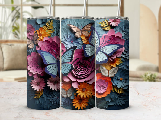 Vibrant Floral Butterfly Art Tumbler product type
Tumbler, Butterfly, Flowers, Floral design, Colorful art, Vibrant print, Nature inspired, Garden theme, Artistic style, Aesthetic drinkware, Reusable cup, Beverage holder, Unique gift, Spring collection, Summer accessory, Paper cut style, Layered artwork, Botanical pattern, Insulated tumbler, Stainless steel