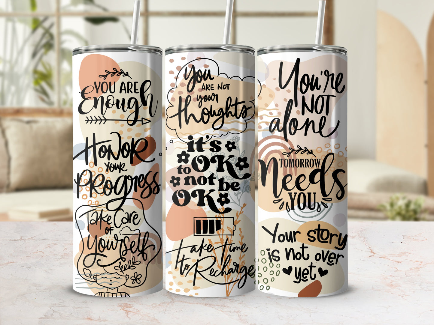 Motivational Quotes Tumblers with Positive Affirmations