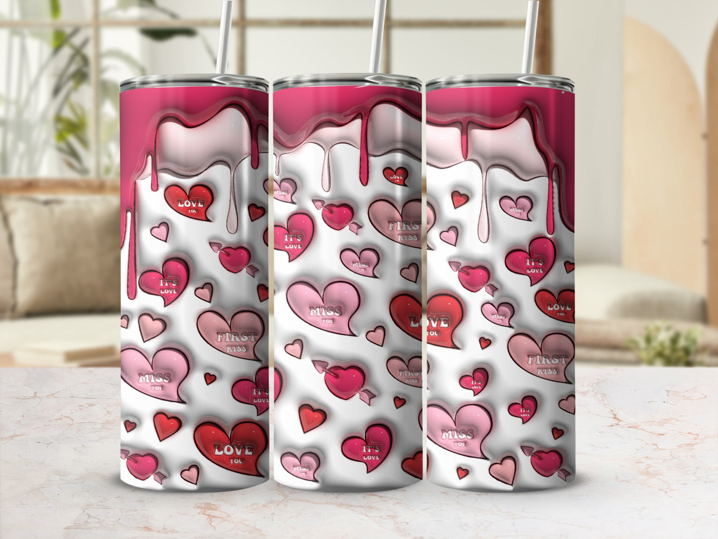 Pink Red Dripping Hearts Love You Miss You First Kiss product type