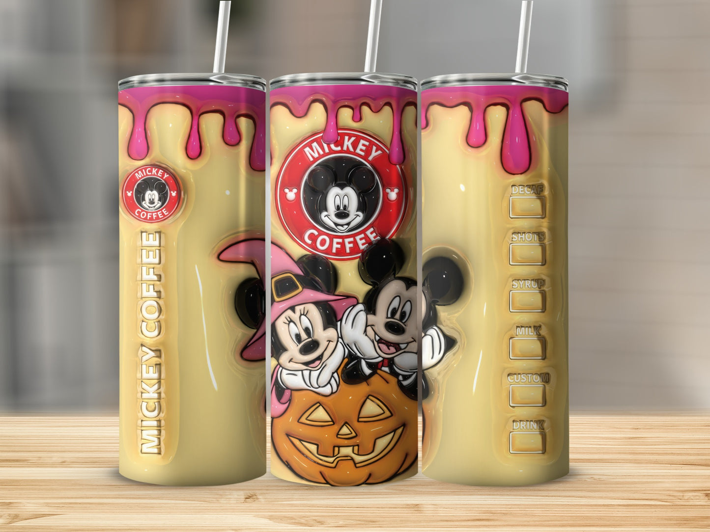 Mickey Coffee Tumbler with Halloween Themed Design