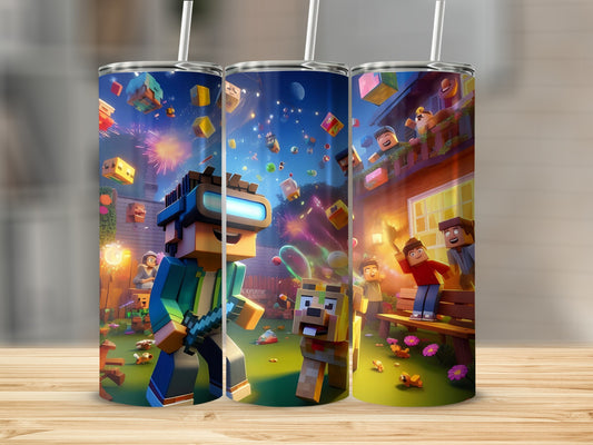 Exciting Video Game Celebration Scene Tumbler