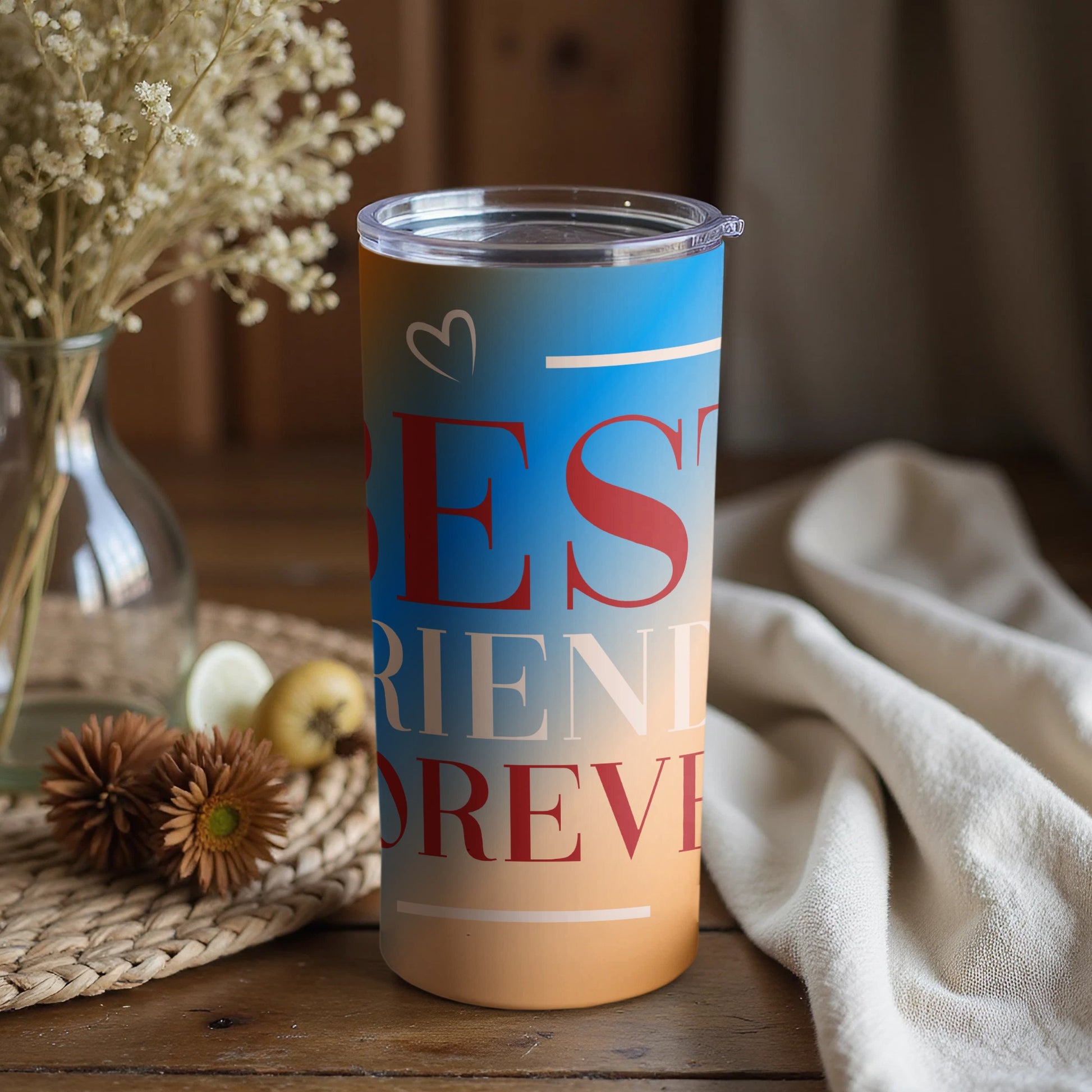 Best Friends Forever Heart Design Insulated Tumbler