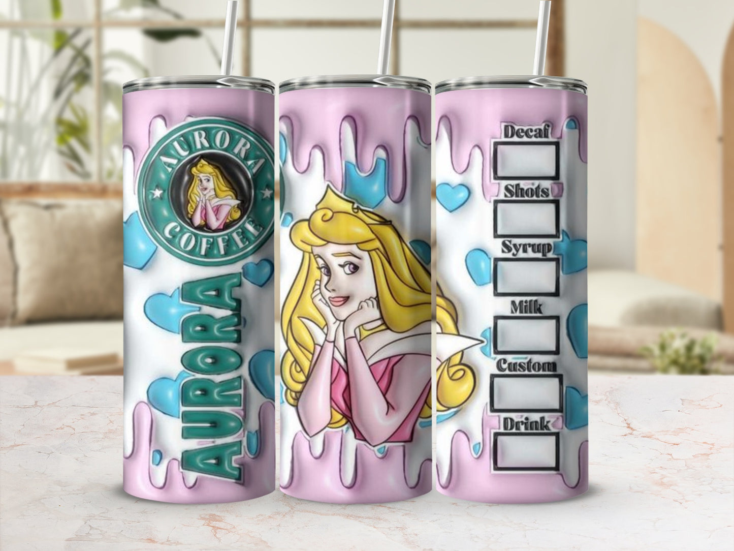 Aurora Coffee Pink Customizable Drink Tumbler