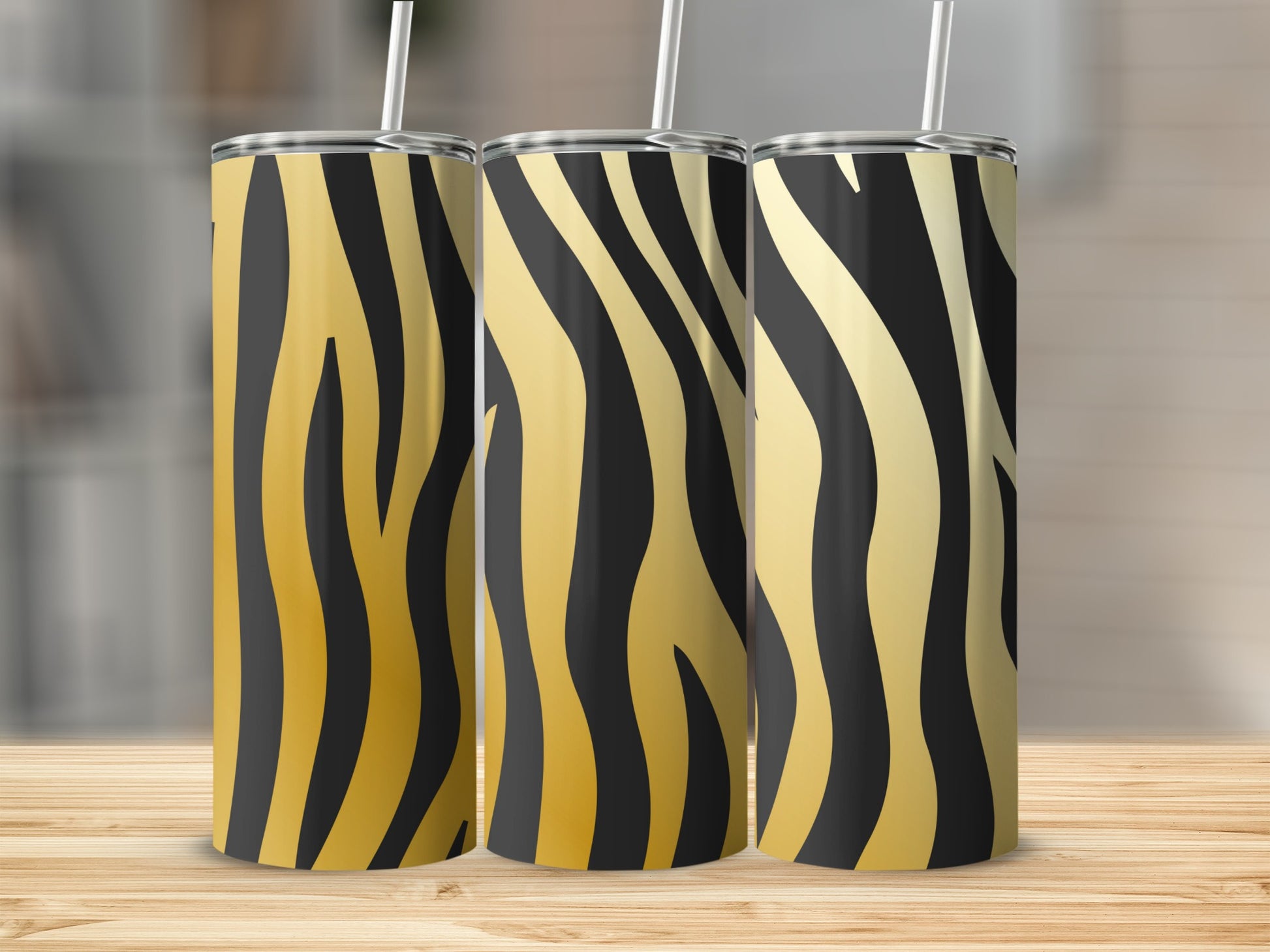 Stylish Black and Gold Animal Print Tumbler Product