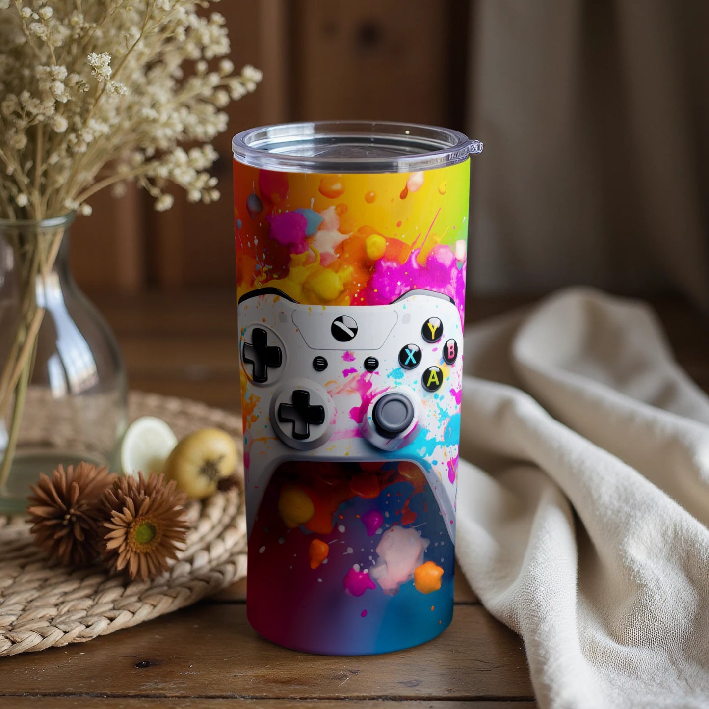 Colorful Gaming Controller Tumbler for Gaming Enthusiasts