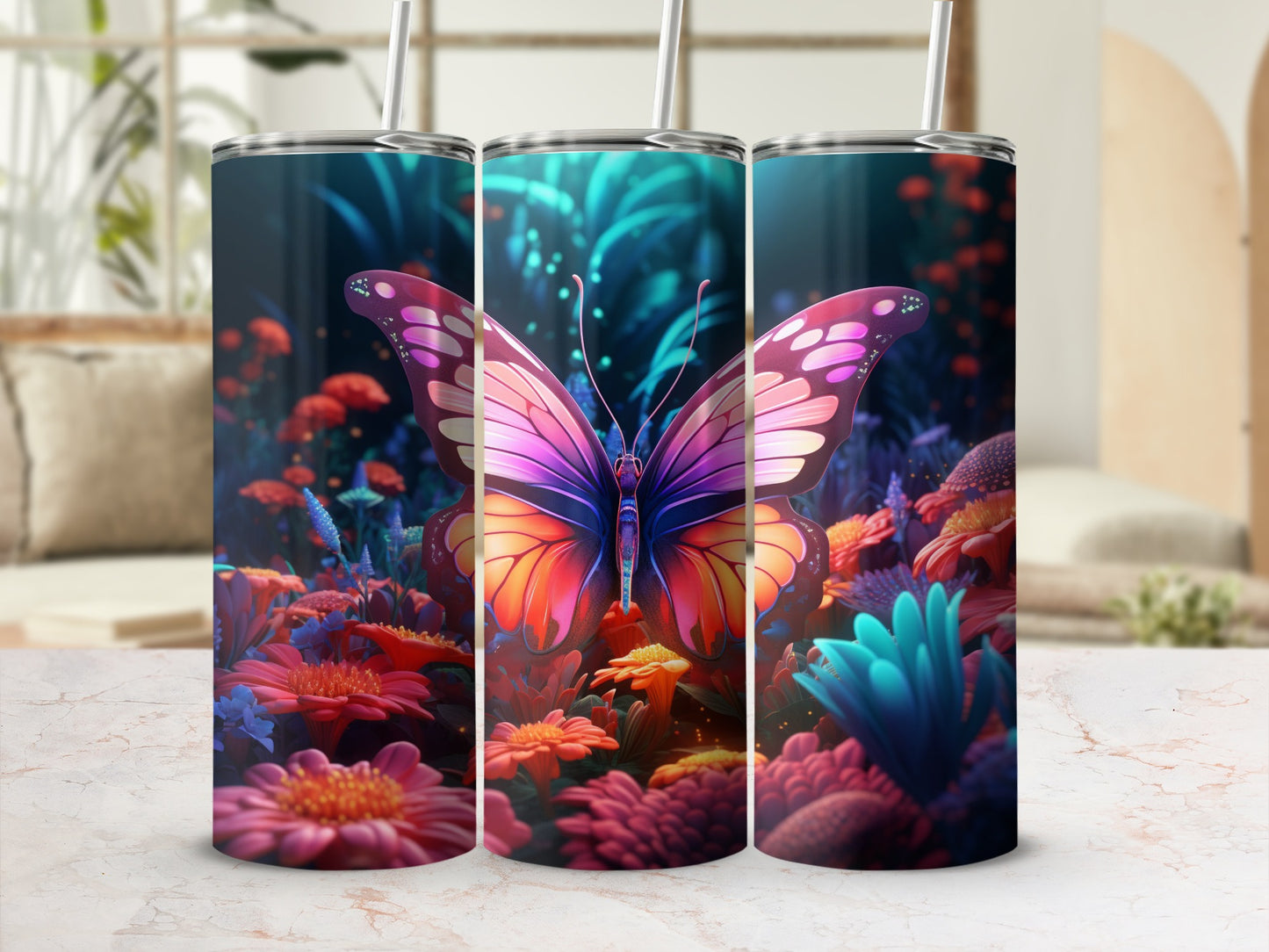 Vibrant Butterfly Fantasy Garden Tumbler product type
Butterfly
Vibrant
Floral
Garden
Fantasy
Colorful
Magical
Nature
Tumbler
Drinkware
Beverage
Purple
Pink
Orange
Blue
Red
Aesthetic
Art
Unique
Gift