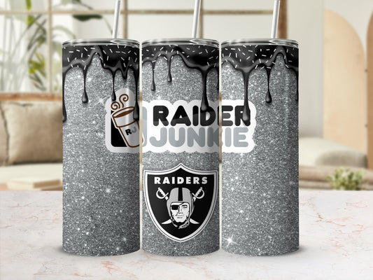 Raider Junkie Silver Glitter Design Tumbler Cup