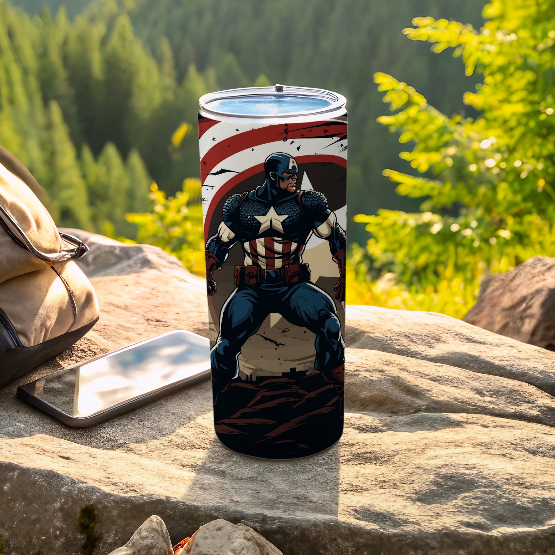 Captain America Themed Insulated Travel Tumbler