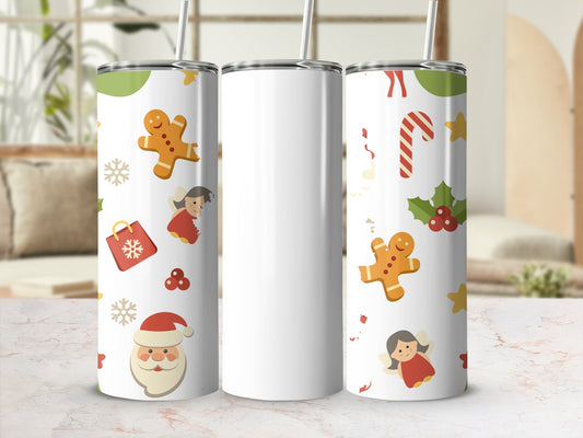 Christmas Themed Tumbler Featuring Gingerbread Santa