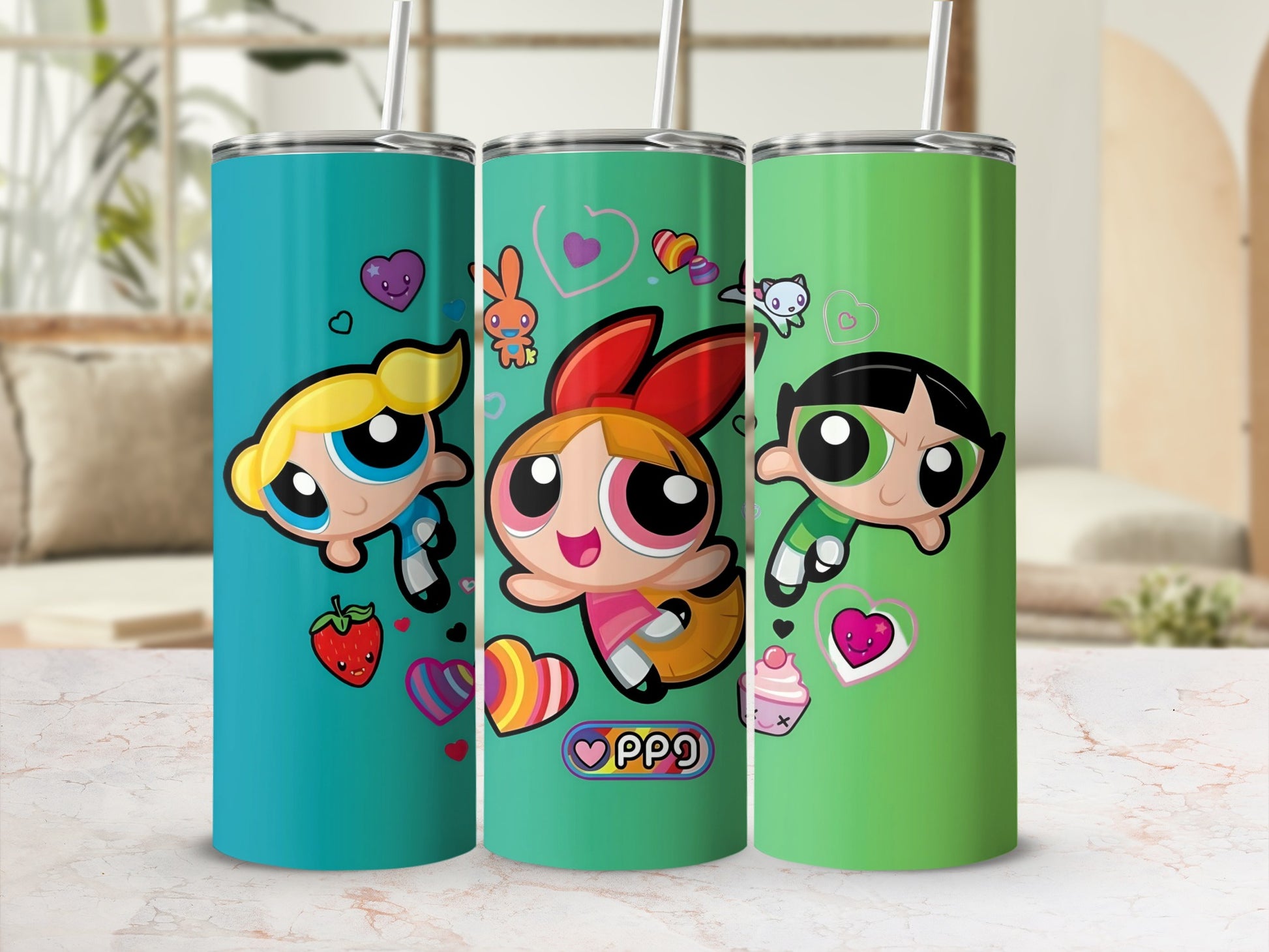 Powerpuff Girls Colorful Cartoon Character Tumblers
