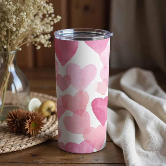 Pink Hearts Patterned Durable Drinkware Product