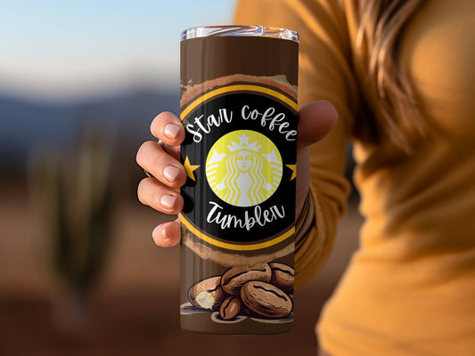 Star Coffee Tumbler with Coffee Beans Design