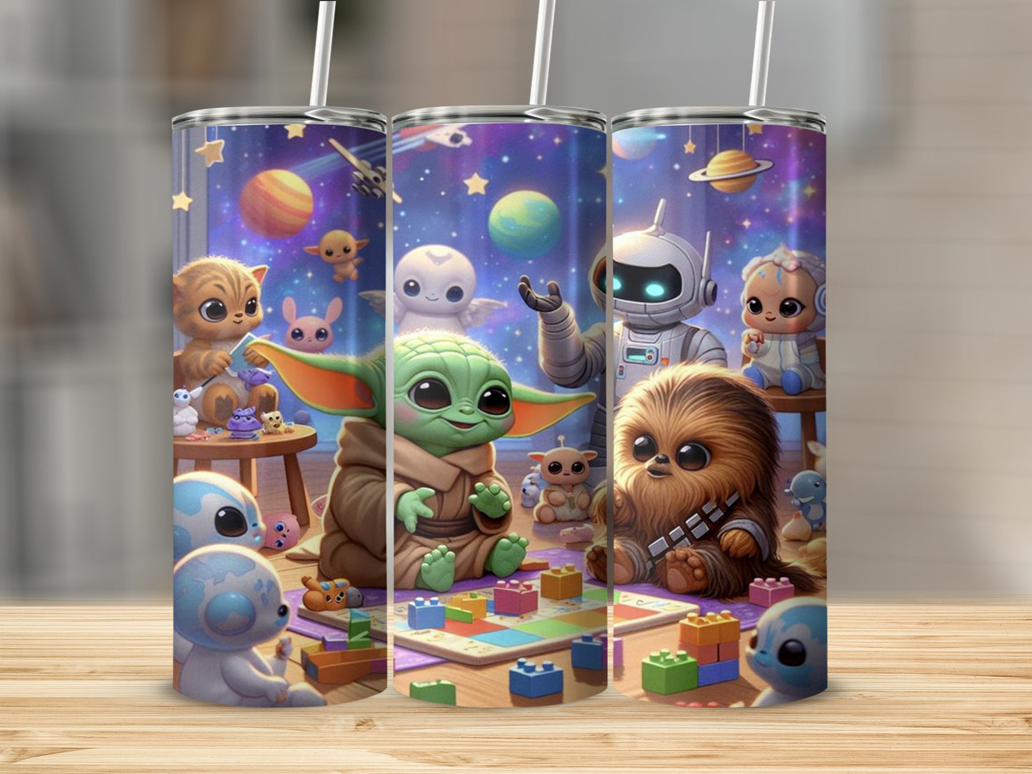 Adorable Space Creatures Themed Tumbler Cup