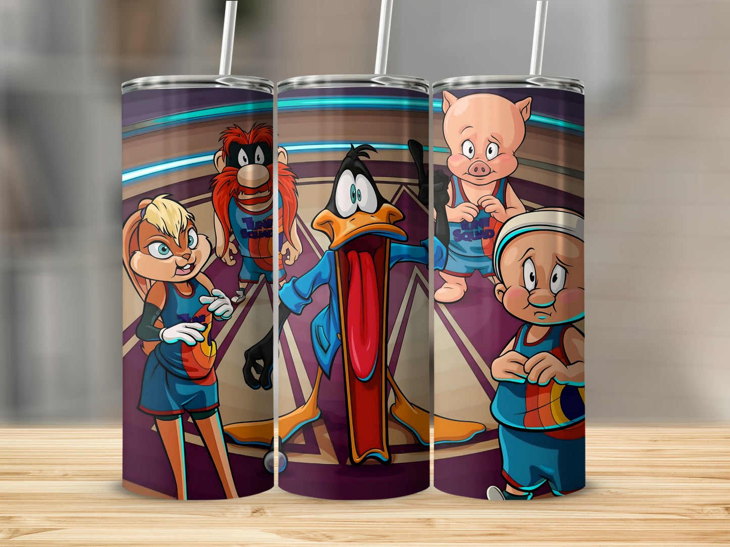 Cartoon Characters Basketball Themed Tumbler