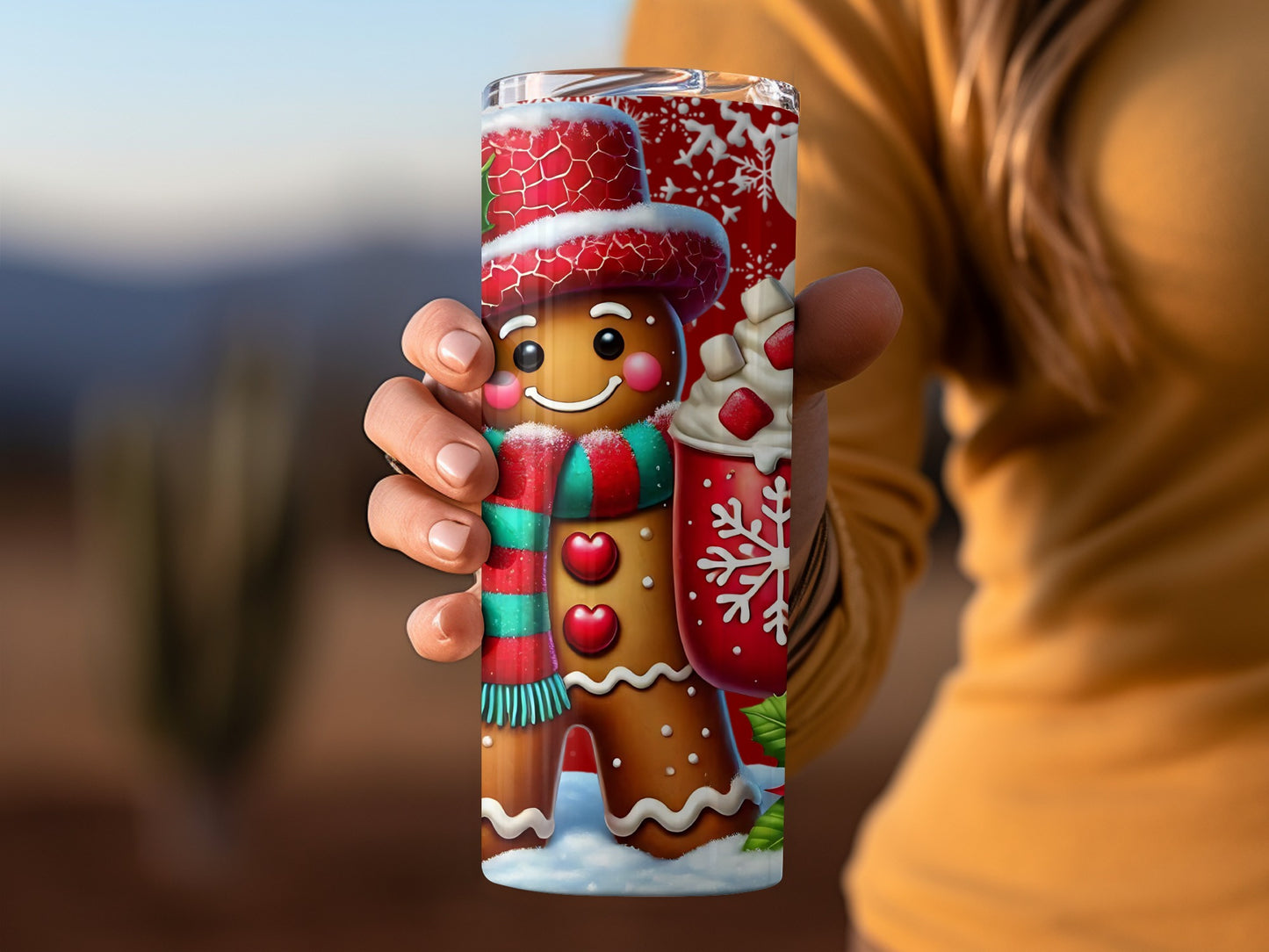 Festive Gingerbread Man Design Insulated Tumbler