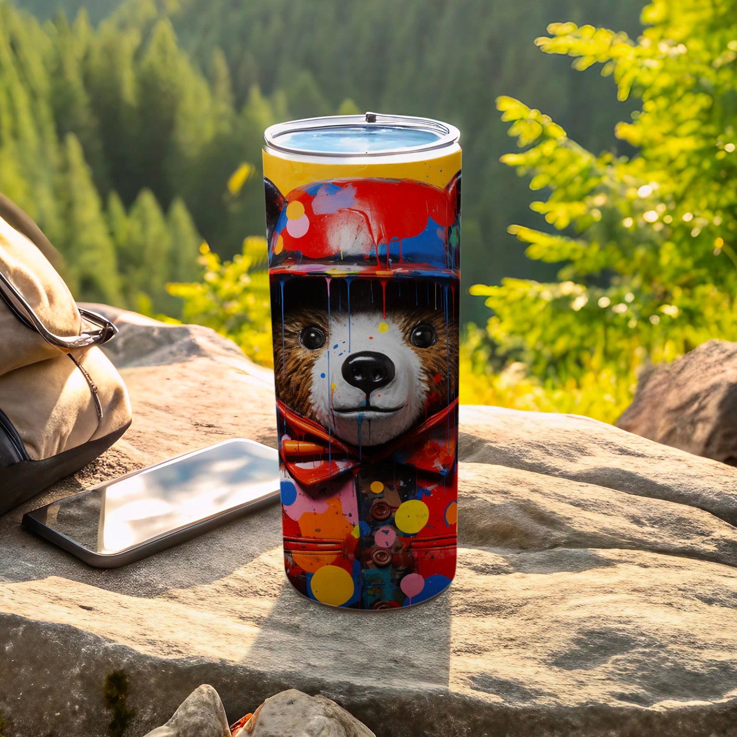 Colorful Bear Art Travel Tumbler For Outdoor Adventure