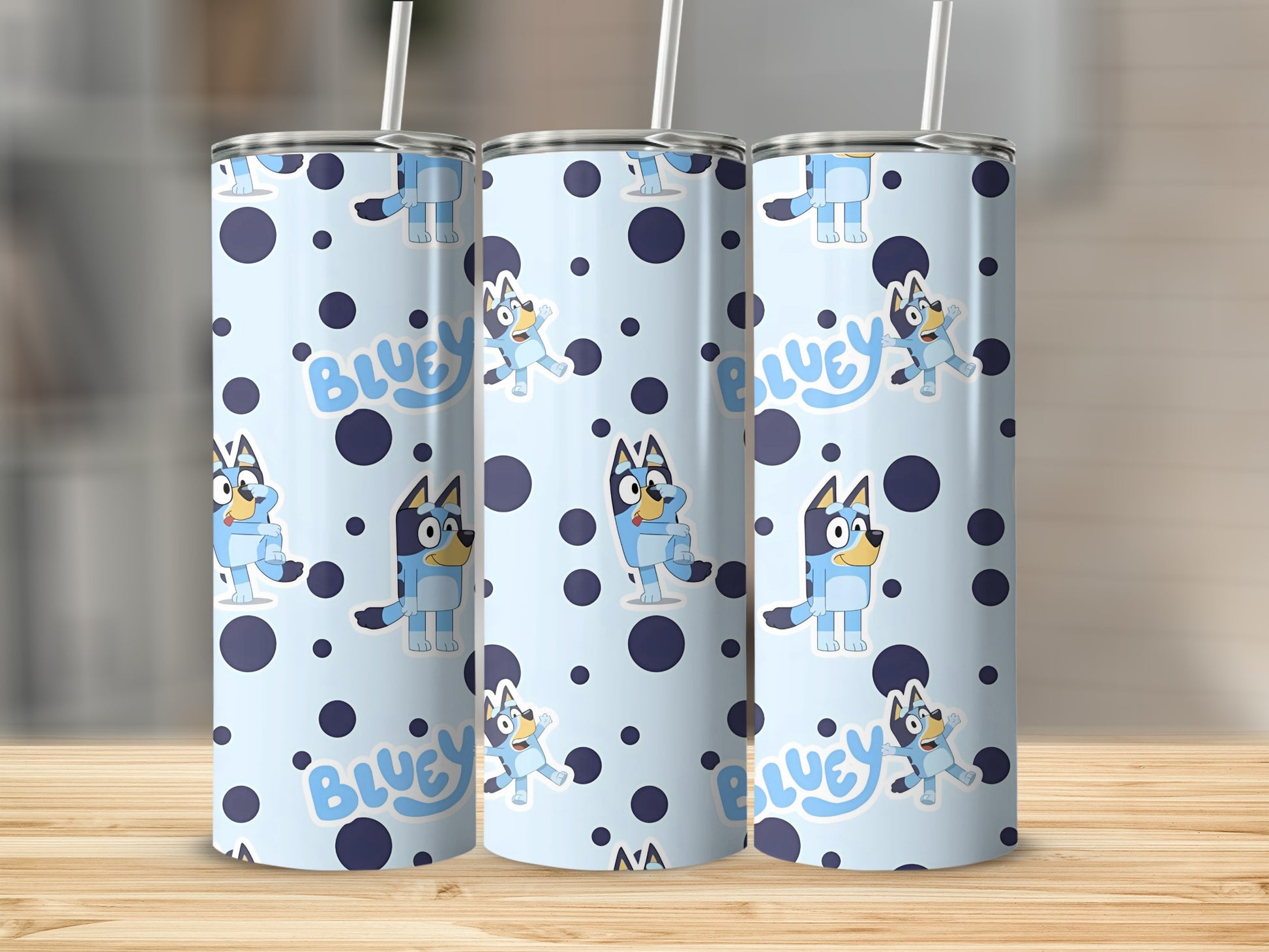 Bluey Themed Tumbler with Fun Cartoon Dog Graphics
