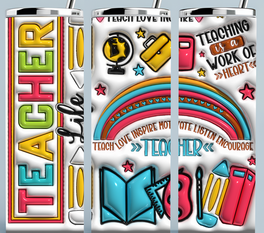 Teach Love Heart Teacher Tumbler