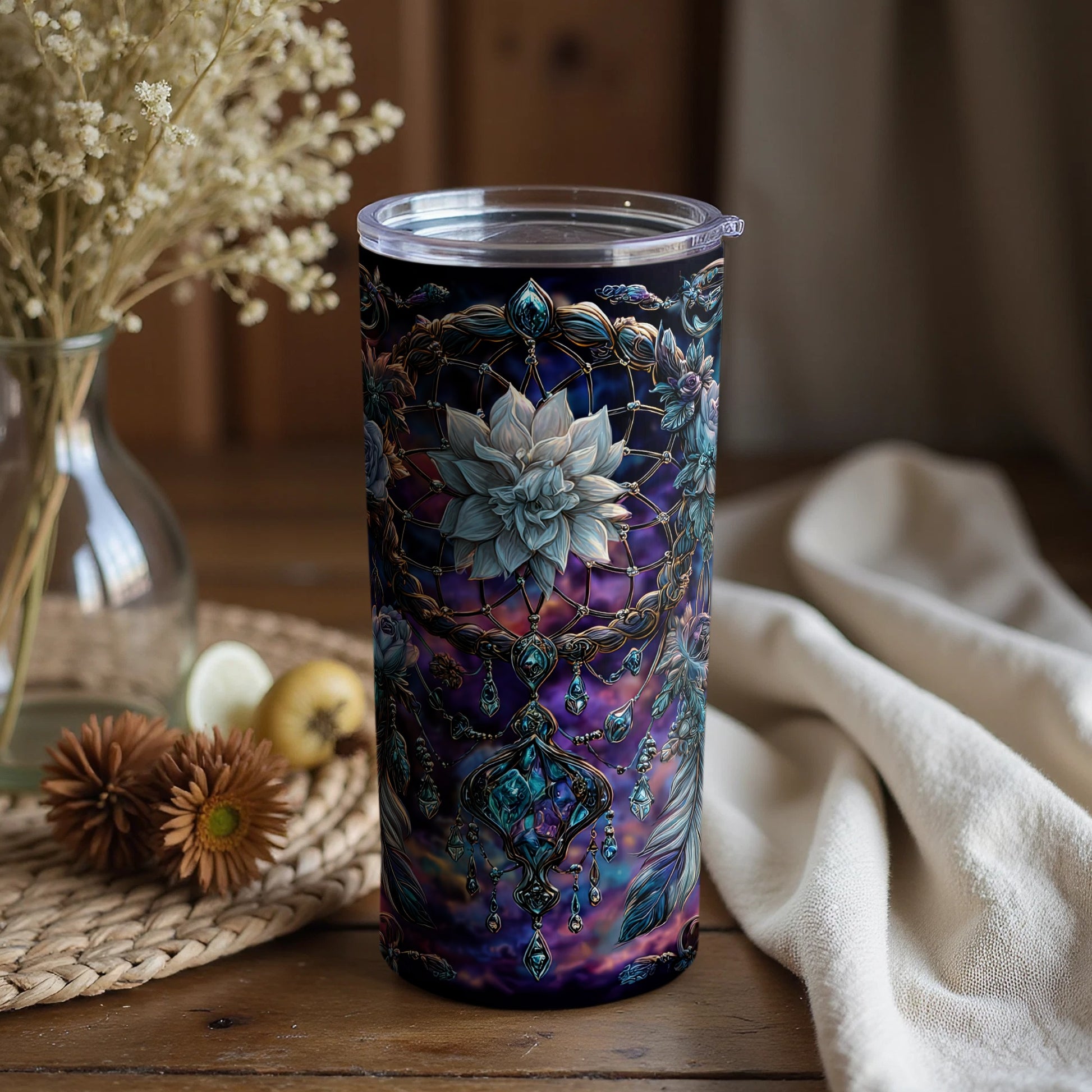 Beautifully Detailed Dreamcatcher Tumbler with Lid