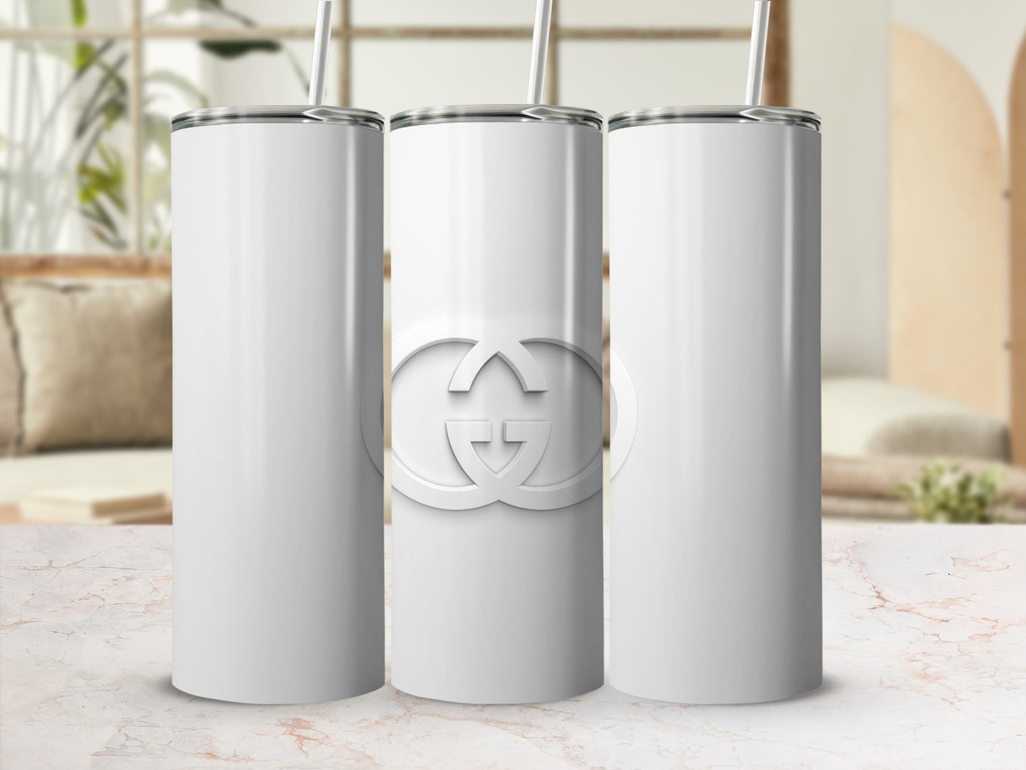 Luxury Monogram Insulated Tumbler with Lid and Straw