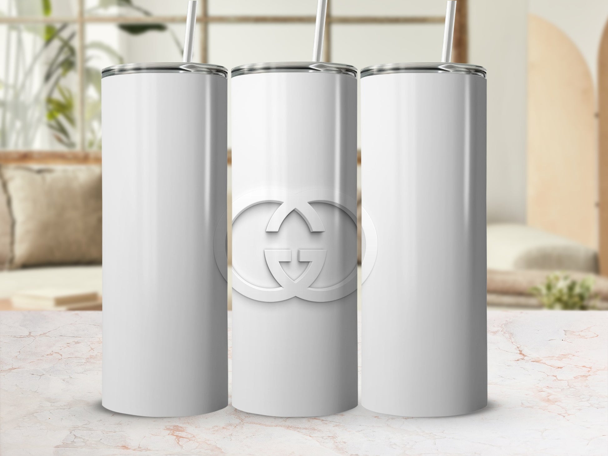Luxury Monogram Insulated Tumbler with Lid and Straw
