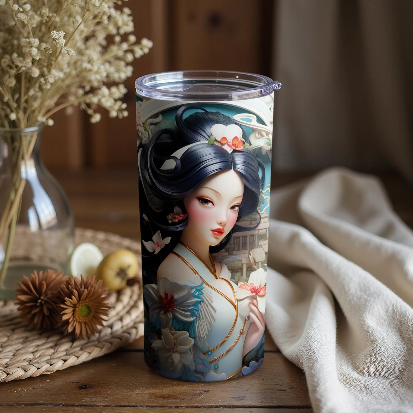 Beautifully Illustrated Geisha Tumbler 20oz Travel Mug