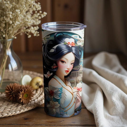Beautifully Illustrated Geisha Tumbler 20oz Travel Mug