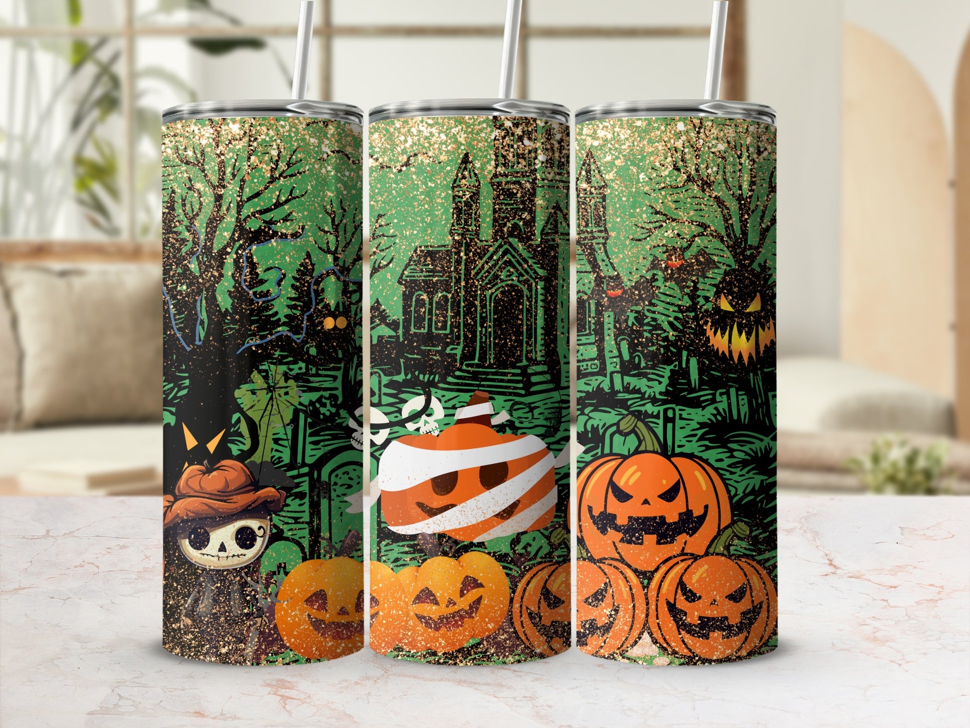 Halloween Themed Spooky Pumpkin Tumbler Product