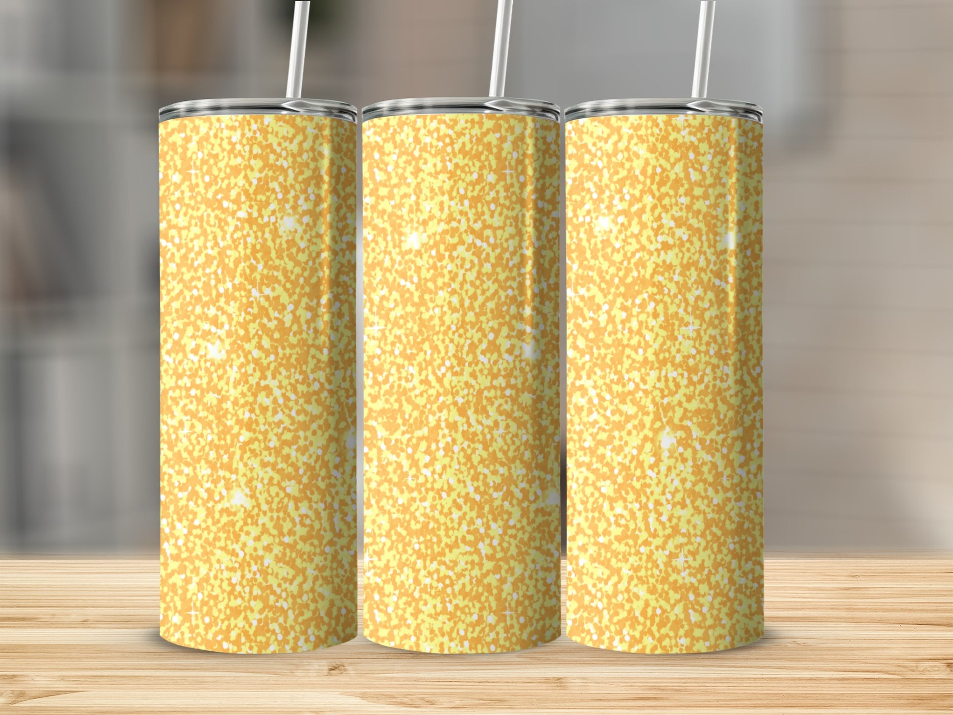Glittery Golden Yellow Design Tumbler