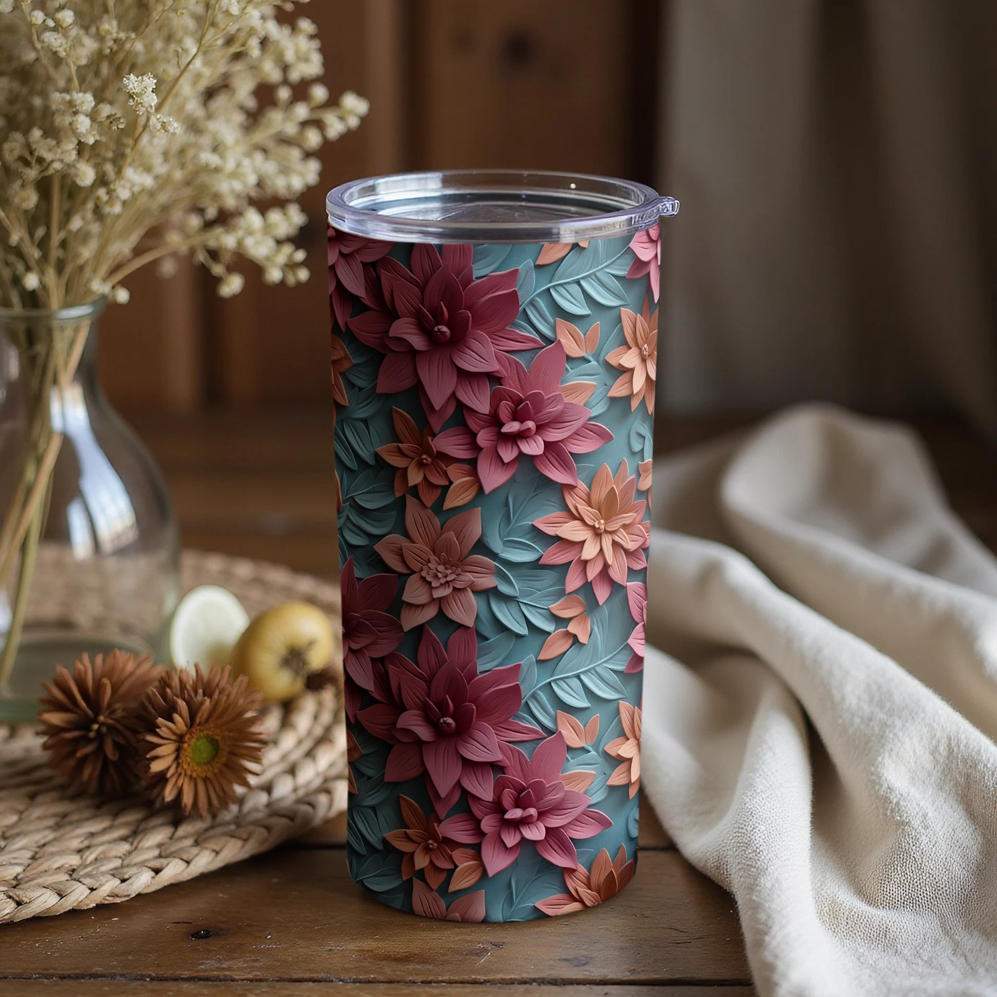 Stylish Floral Print Insulated Beverage Container Product