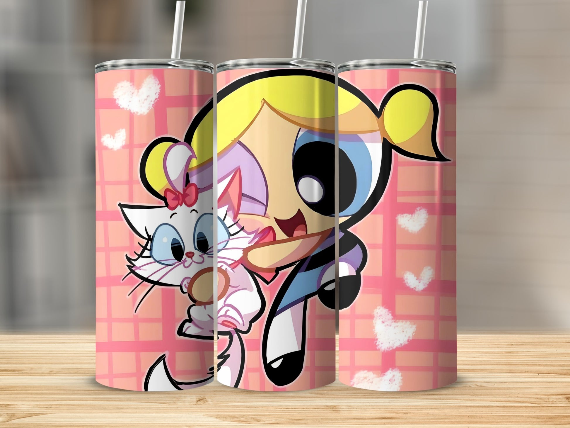 Cute Cartoon Character with Cat Design Tumbler