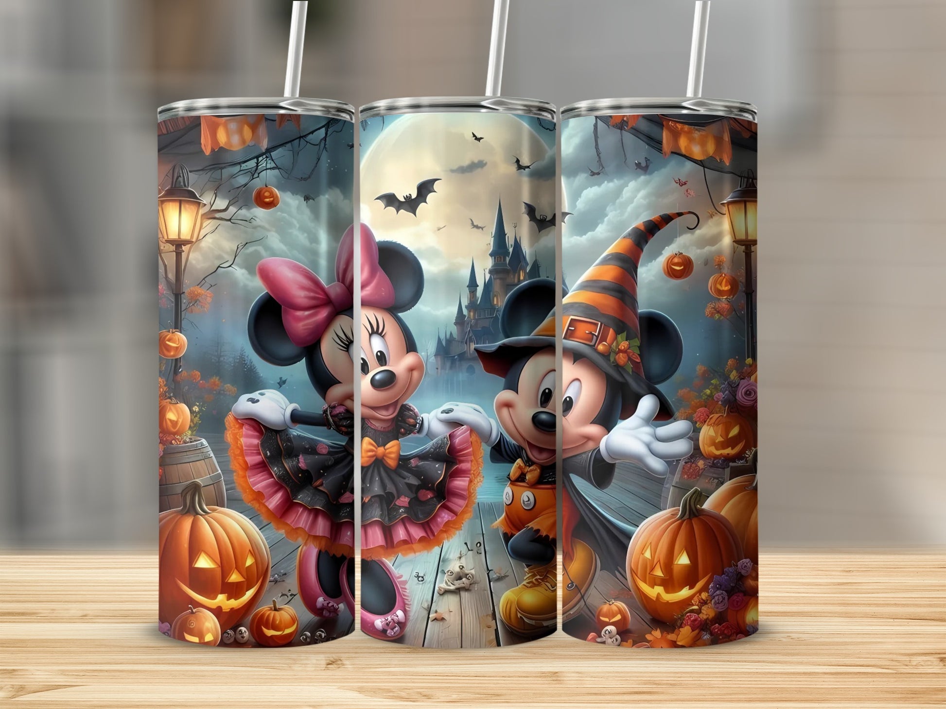Halloween Themed Characters and Pumpkins Tumbler Set