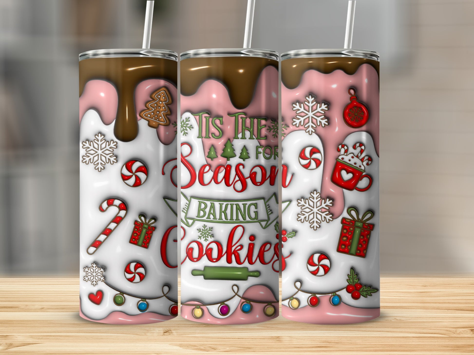 Festive Holiday Season Baking Cookies Tumbler for Drinks