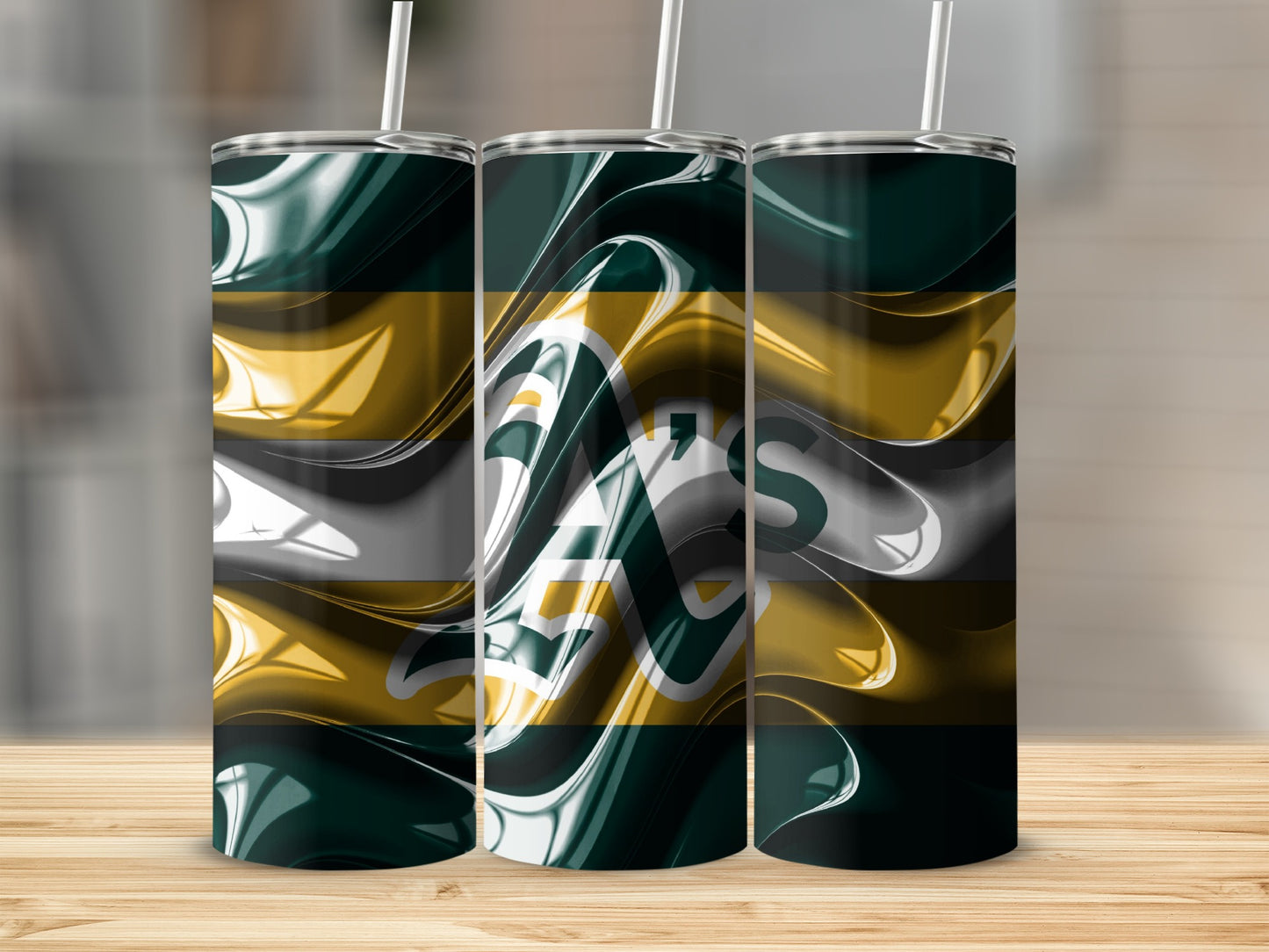 Oakland Athletics Inspired Abstract Flow Design Tumblers