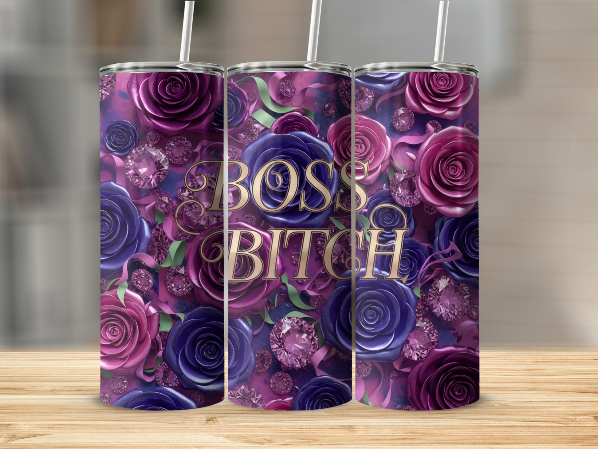 Boss Bitch Floral Design Tumbler Custom Gift Item