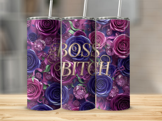 Boss Bitch Floral Design Tumbler Custom Gift Item