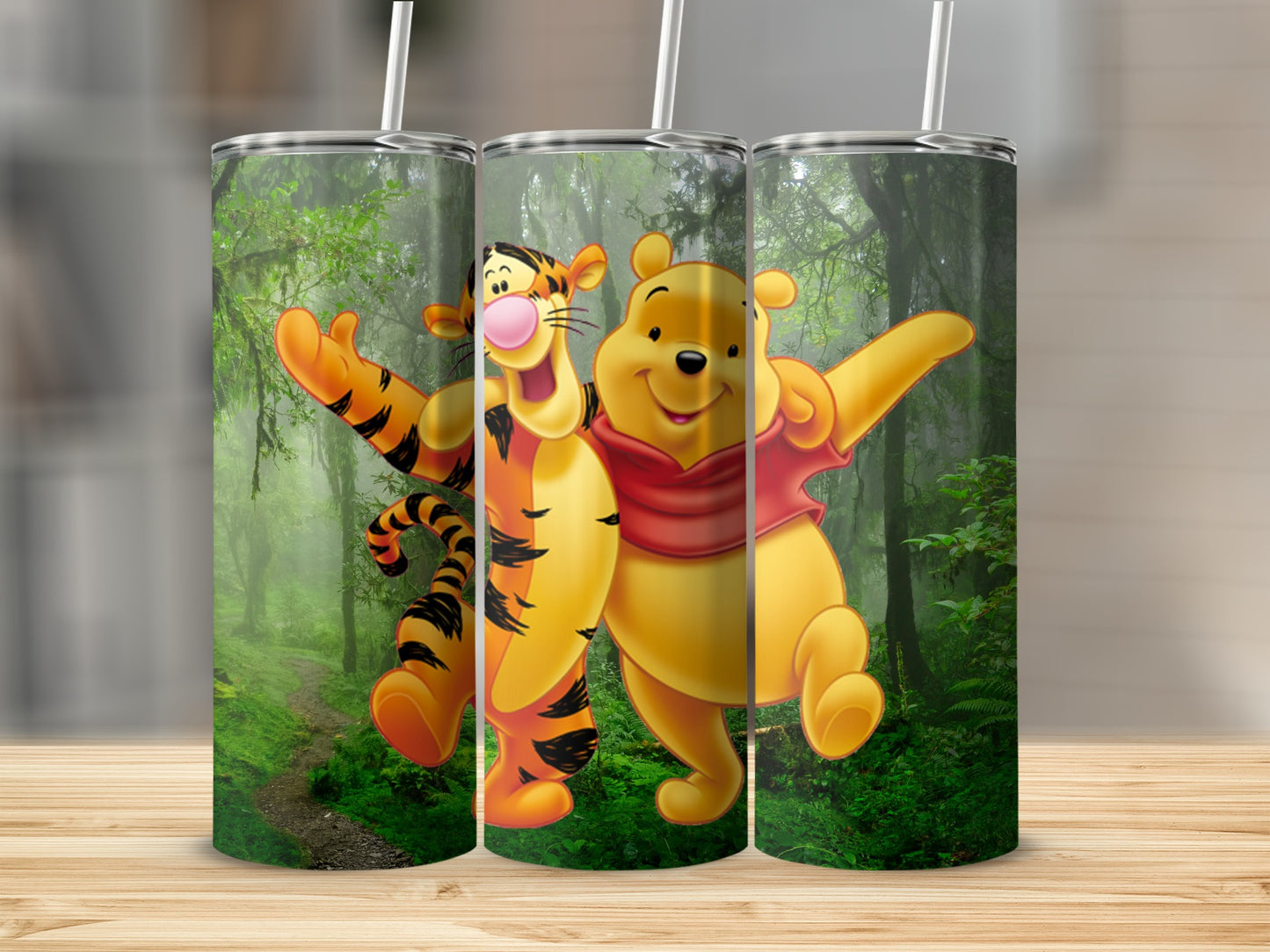 Winnie the Pooh and Tigger in the Forest Design Tumblers