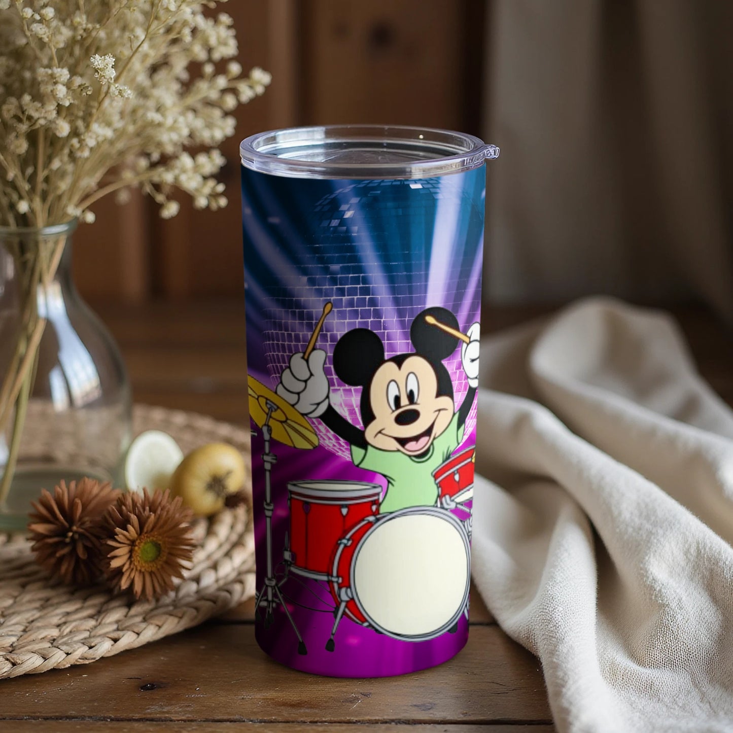 Mickey Mouse Cartoon Drummer Insulated Tumbler