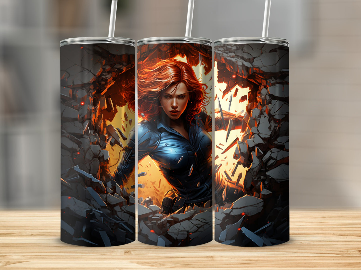 Fierce Redhead Hero Breaking Through Tumbler
