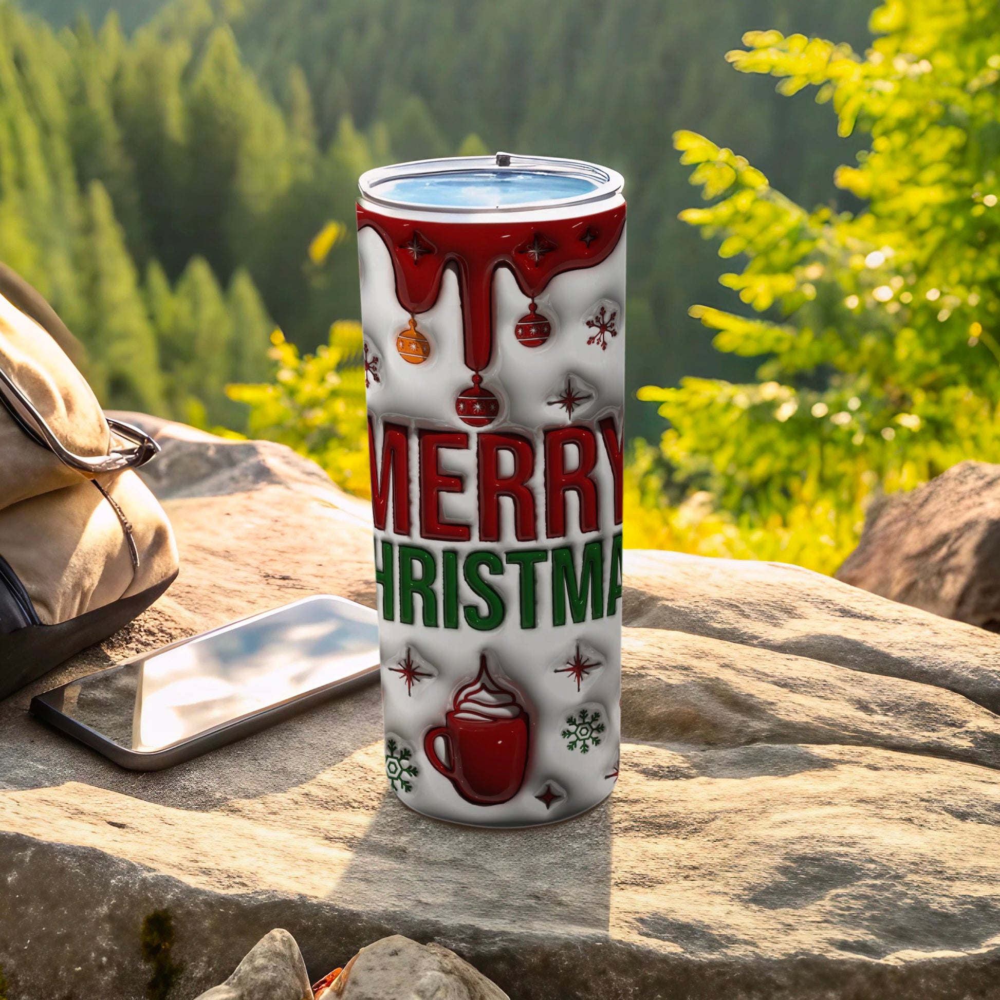 Cheerful Merry Christmas Travel Tumbler Gift Cup