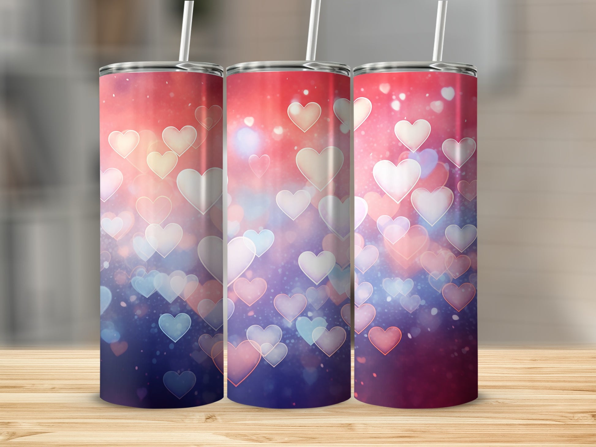 Colorful Heart Pattern Insulated Tumbler Product