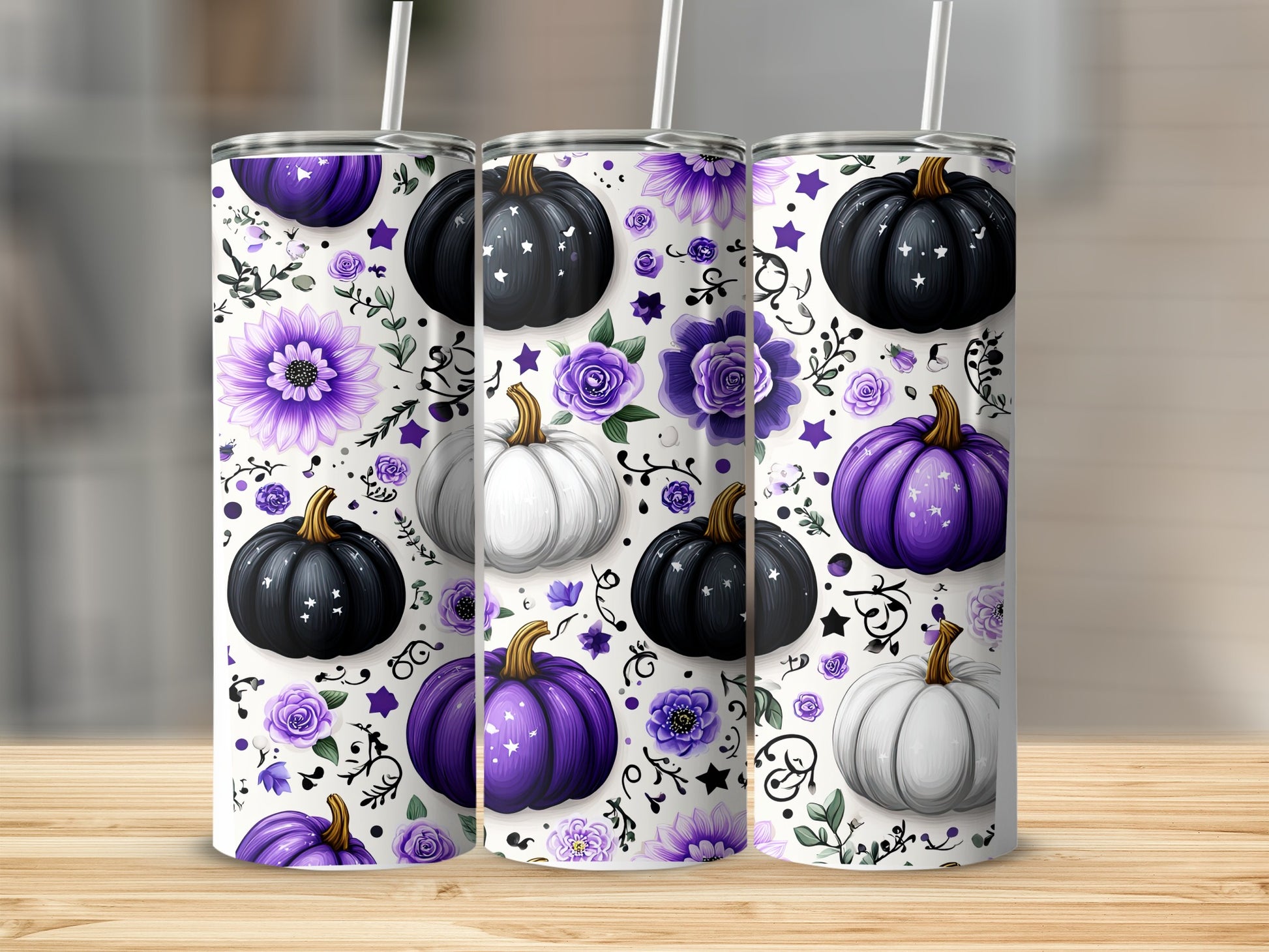Halloween Black and Purple Pumpkin Tumbler product