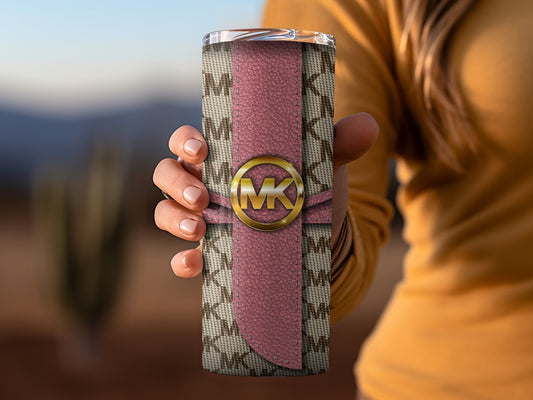 Stylish Monogrammed Tumbler with Pink Accent Design