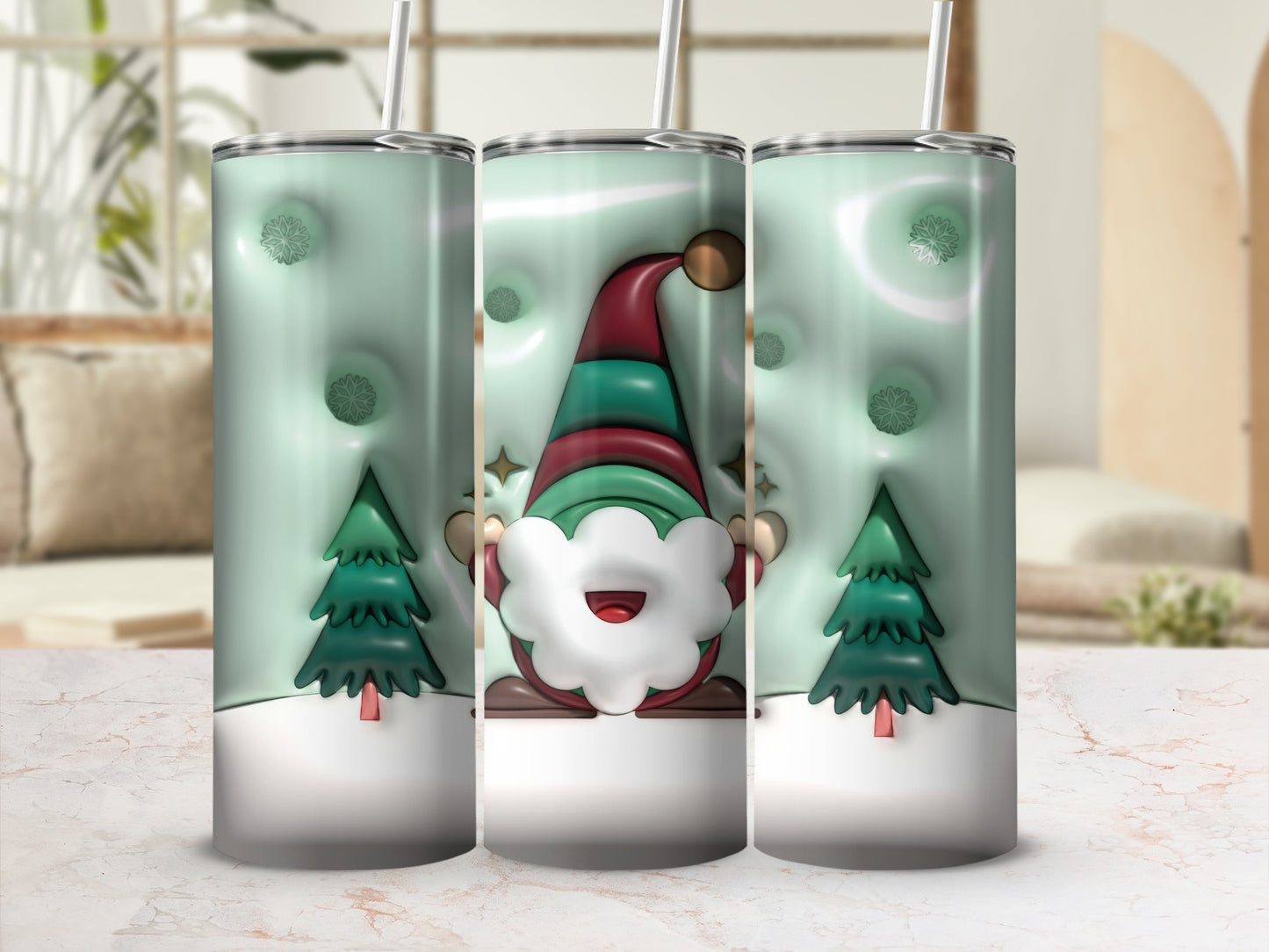 Christmas Gnome and Trees Insulated Tumbler 20oz