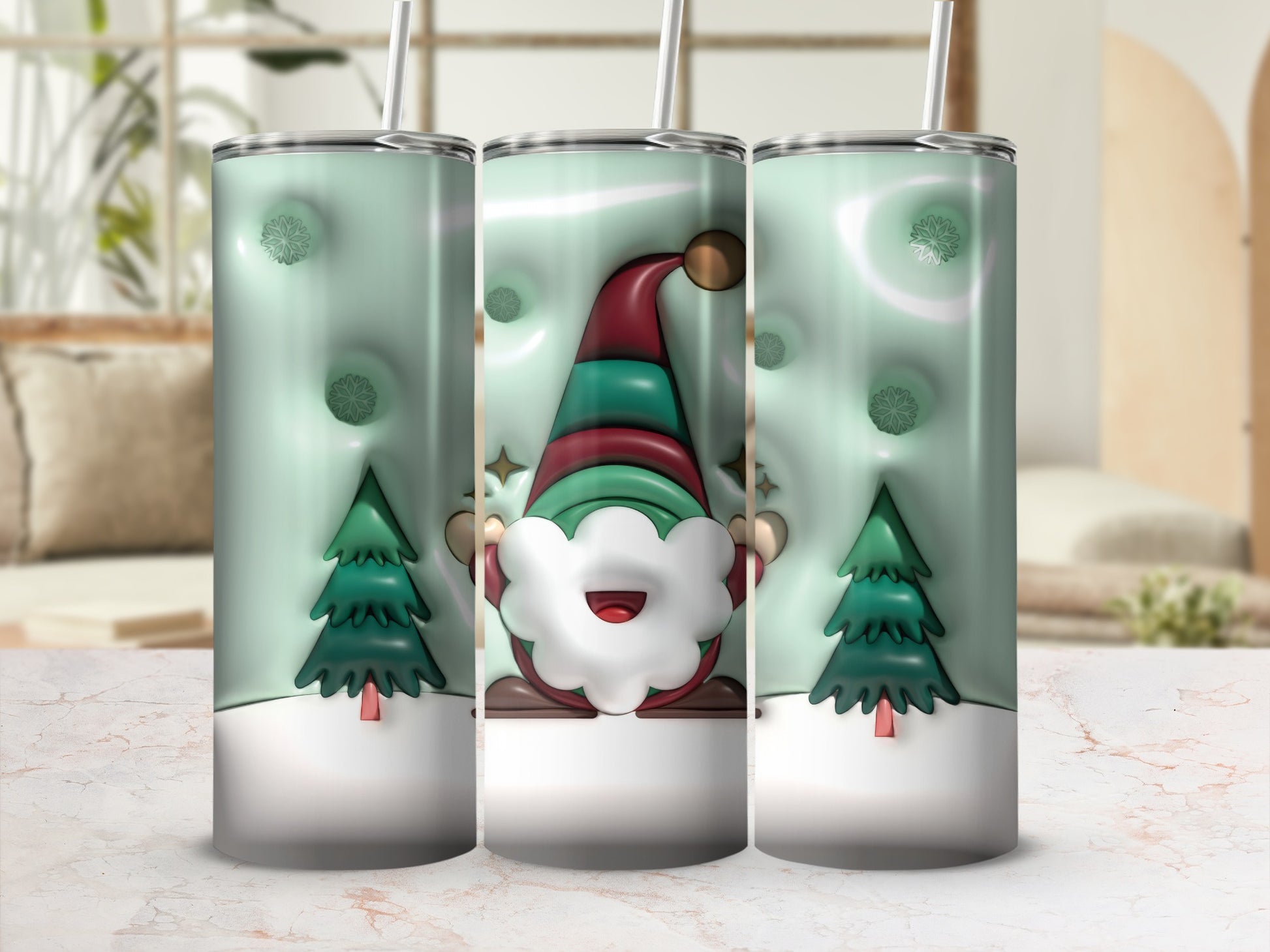 Christmas Gnome and Trees Insulated Tumbler 20oz