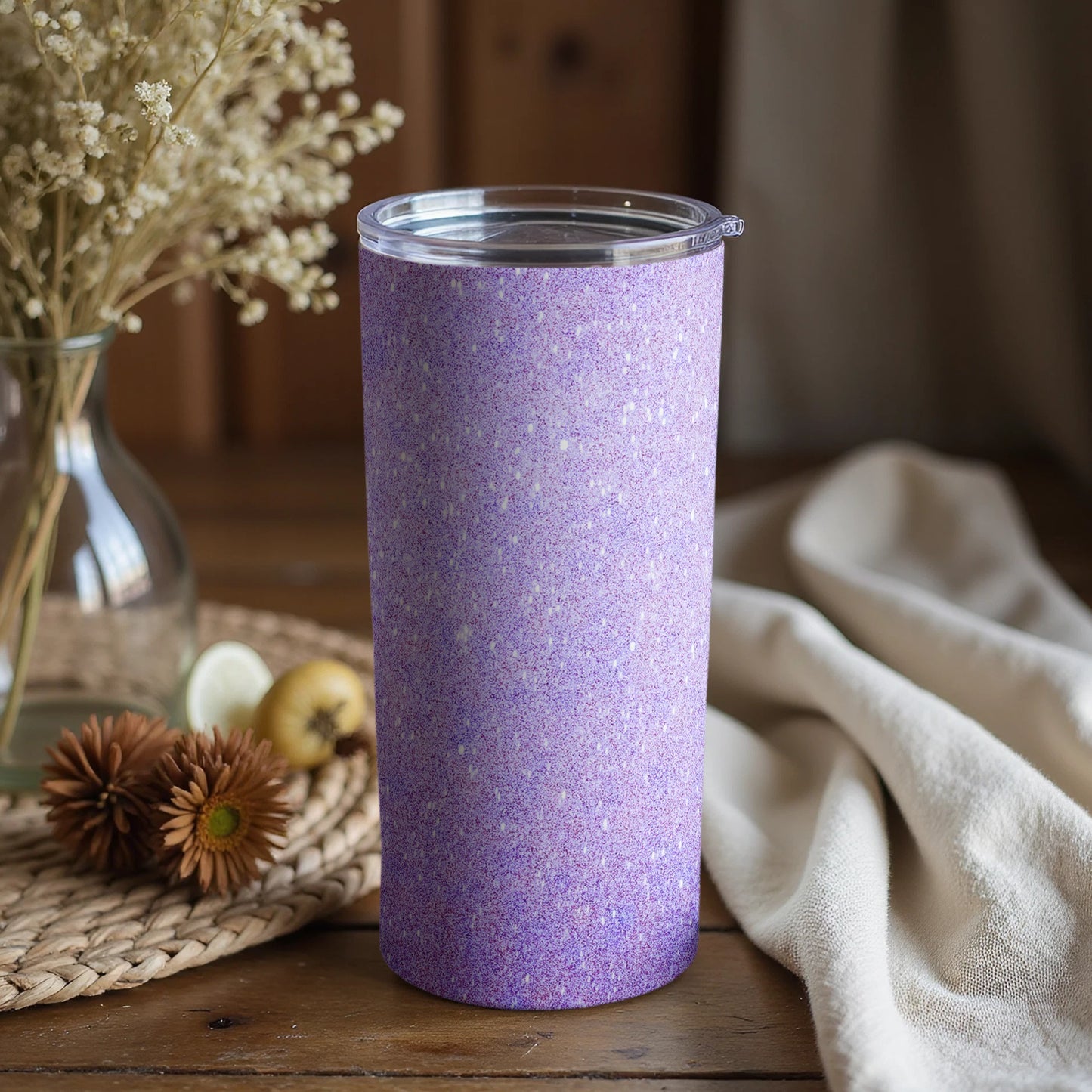 Sparkling Lilac Glitter Travel Tumbler Coffee Cup