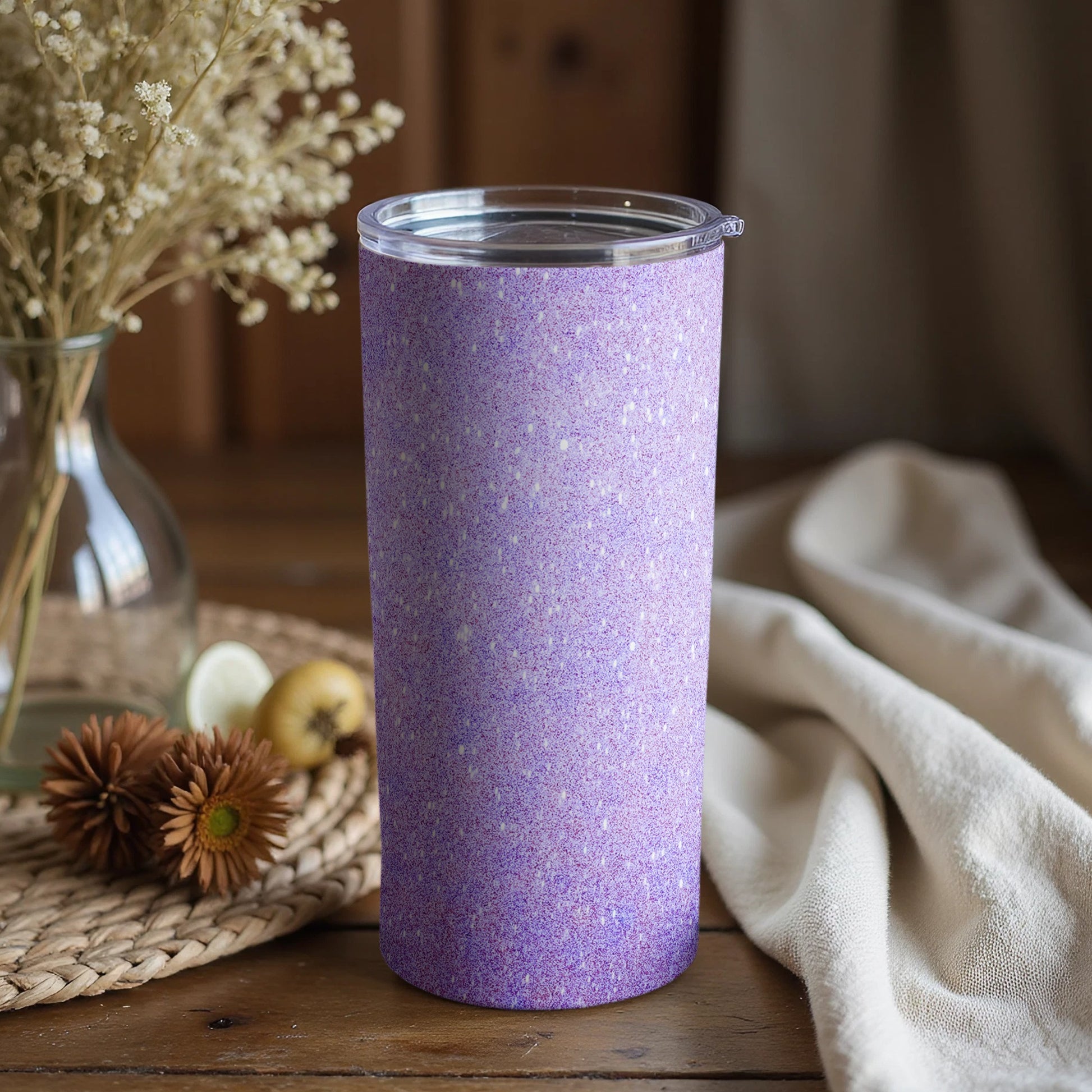 Sparkling Lilac Glitter Travel Tumbler Coffee Cup